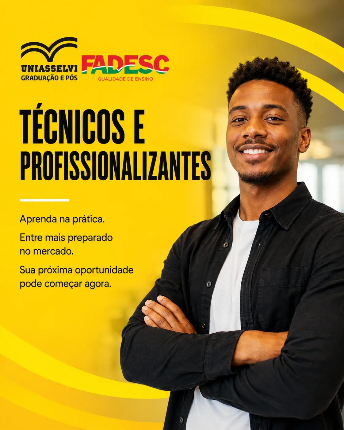 Cursos técnicos e profissionalizantes na Uniasselvi Rede FADESC. Aprenda na prática e entre mais preparado no mercado: sua próxima oportunidade pode começar agora.